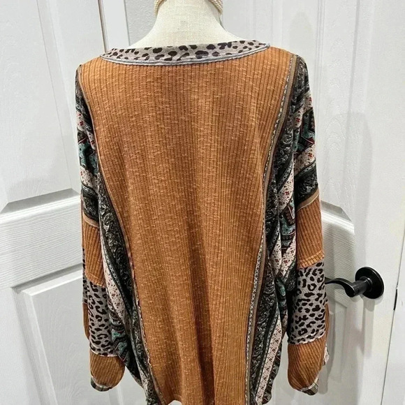 Gigio mixed media Oversized bohemian scoop neck, ribbed, sweater ❤️ - Picture 5 of 9